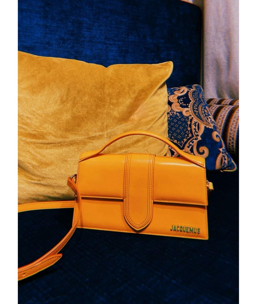 JACQUEMUS Оранжевая кожаная сумка через плечо, фото 3