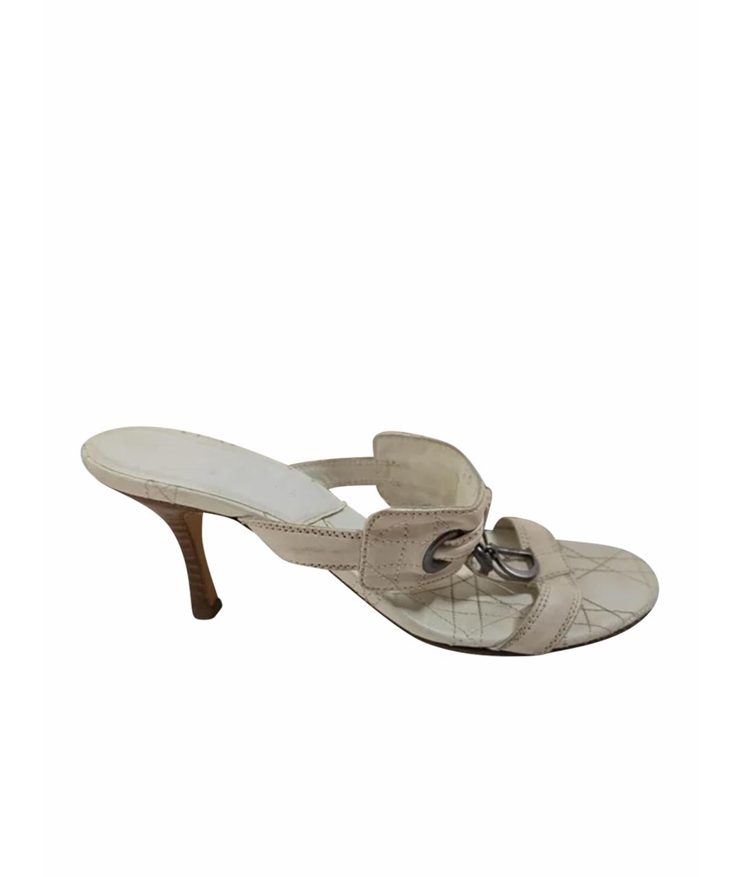 CHRISTIAN DIOR Белые кожаные мюли, фото 1