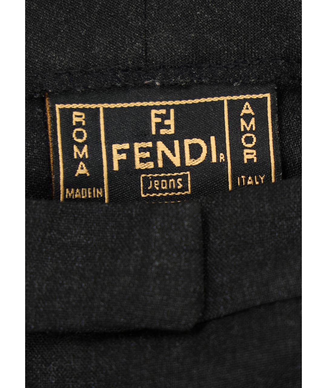 FENDI Серые полиэстеровые прямые брюки, фото 6