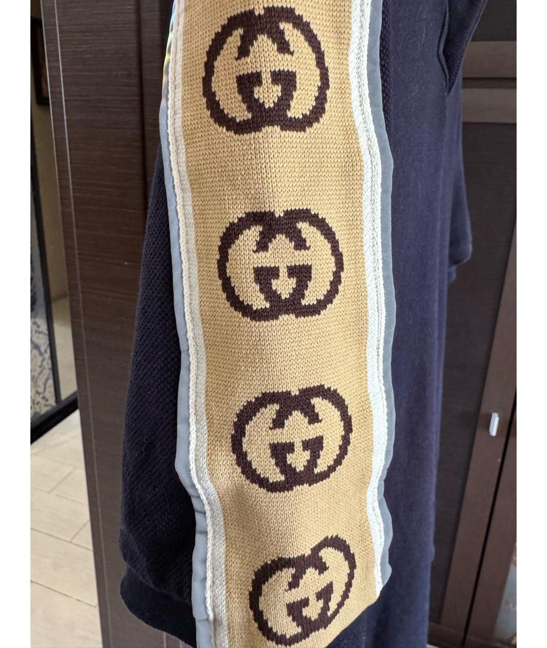 GUCCI Темно-синее вискозное поло с коротким рукавом, фото 6