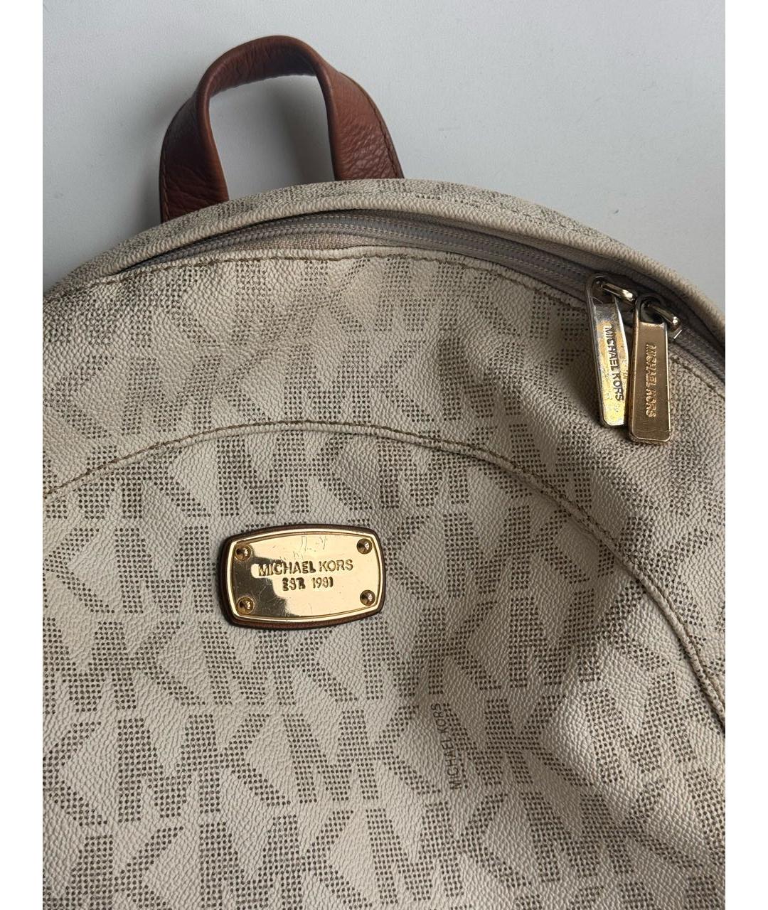 MICHAEL KORS Бежевый кожаный рюкзак, фото 7