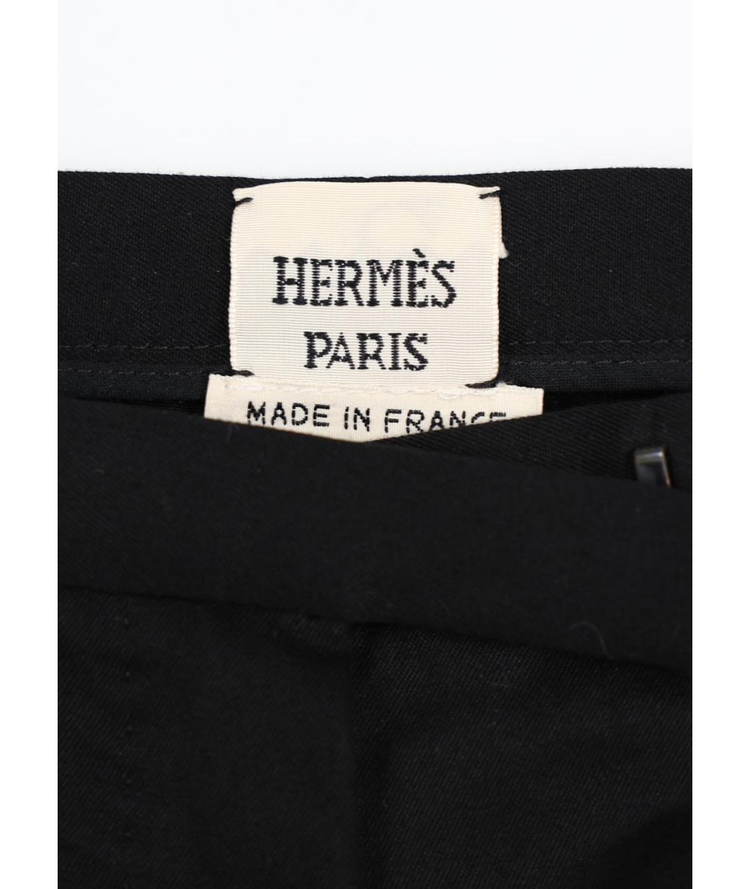 HERMES Черные хлопковые прямые брюки, фото 6