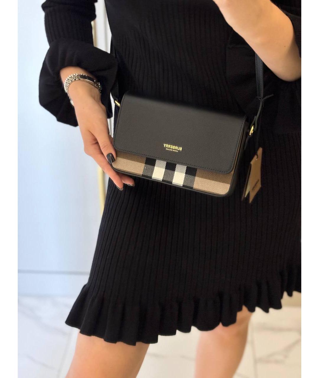BURBERRY Черная кожаная сумка через плечо, фото 4