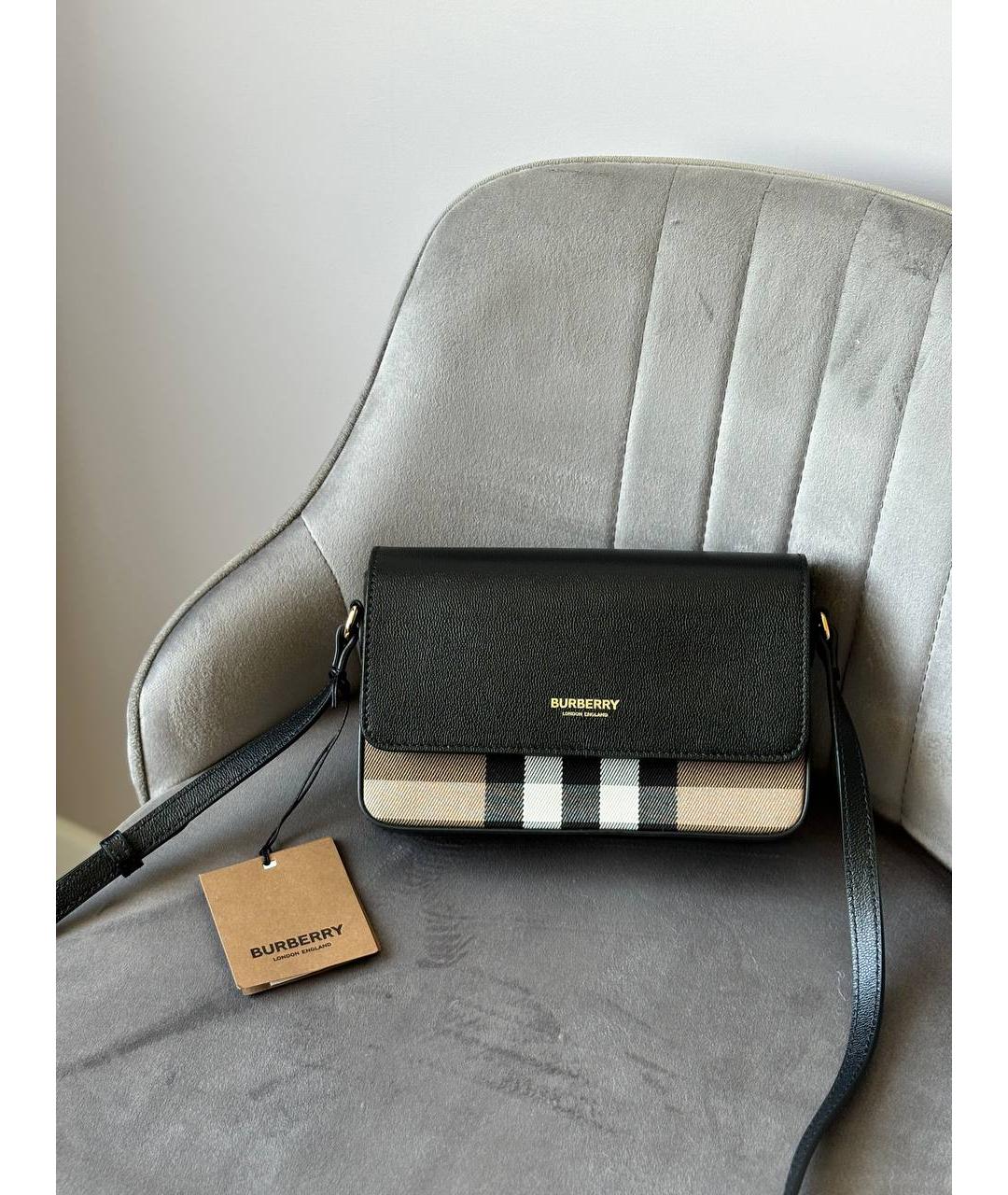 BURBERRY Черная кожаная сумка через плечо, фото 2