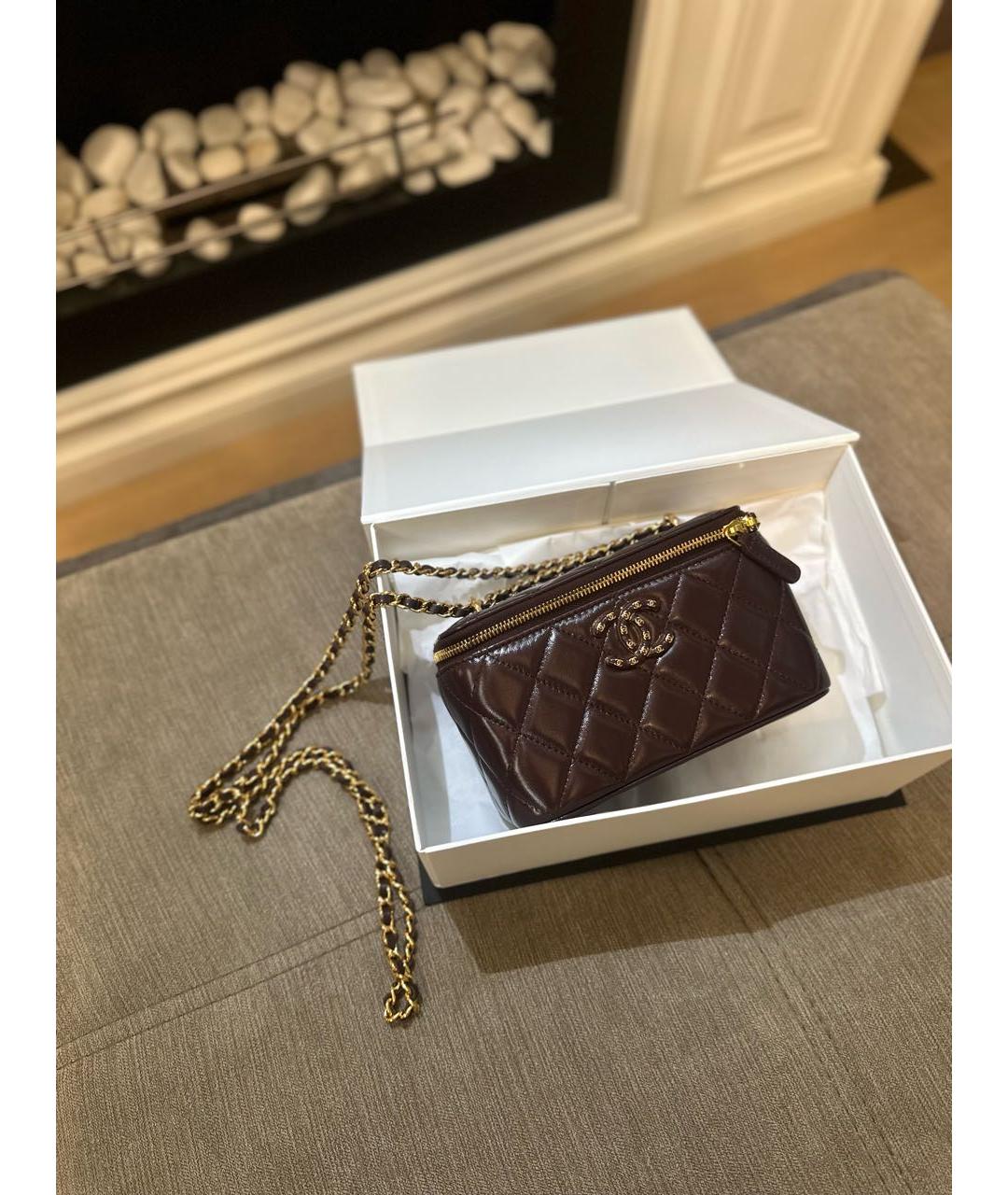 CHANEL Коричневая кожаная сумка через плечо, фото 4