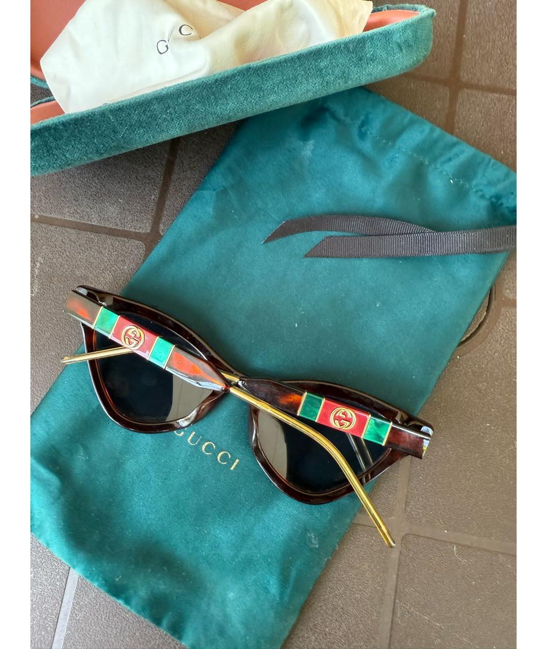 GUCCI Коричневые пластиковые солнцезащитные очки, фото 2