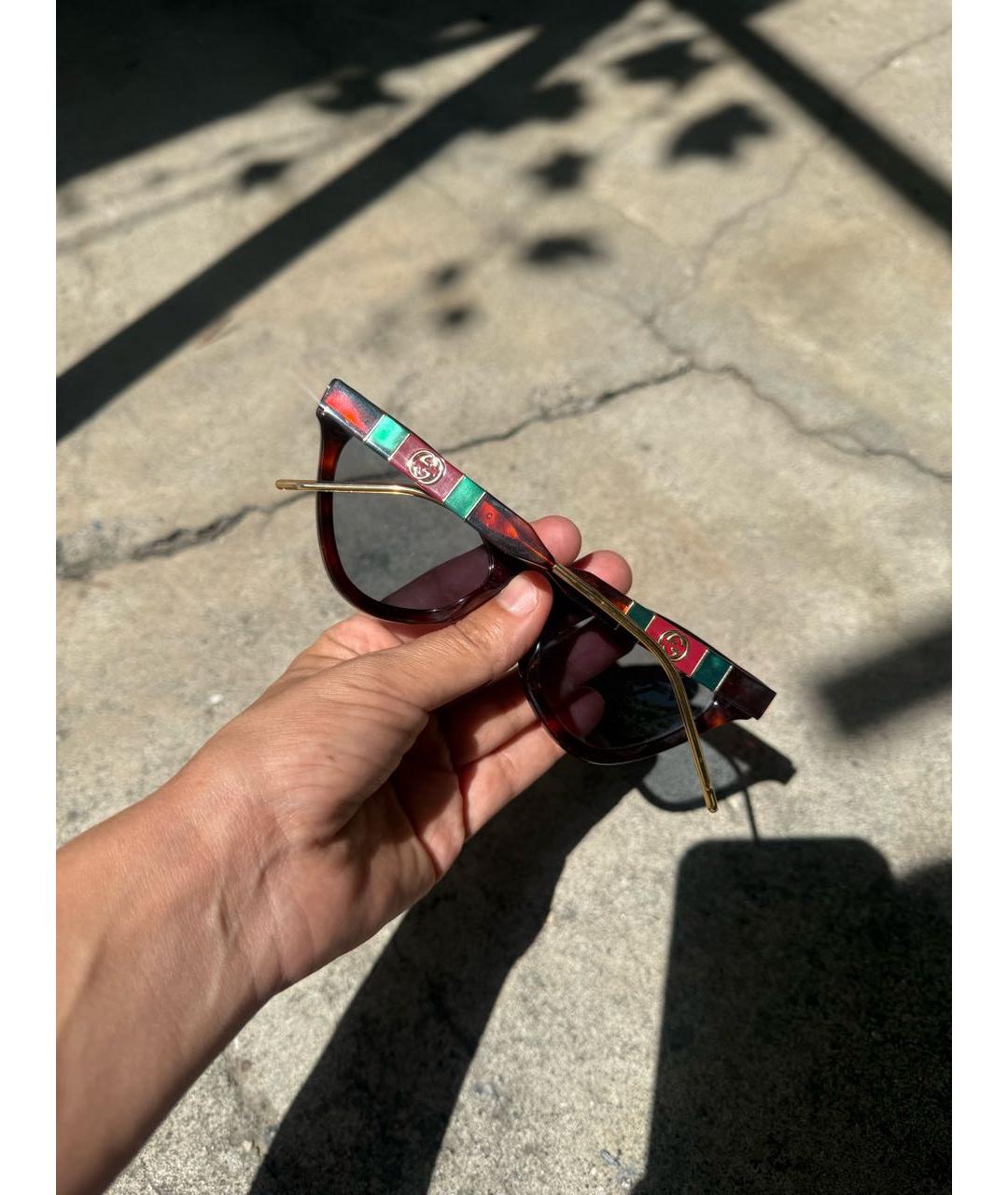 GUCCI Коричневые пластиковые солнцезащитные очки, фото 5