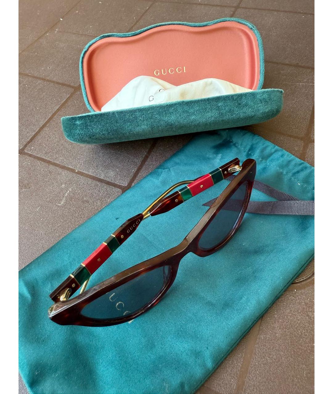 GUCCI Коричневые пластиковые солнцезащитные очки, фото 7