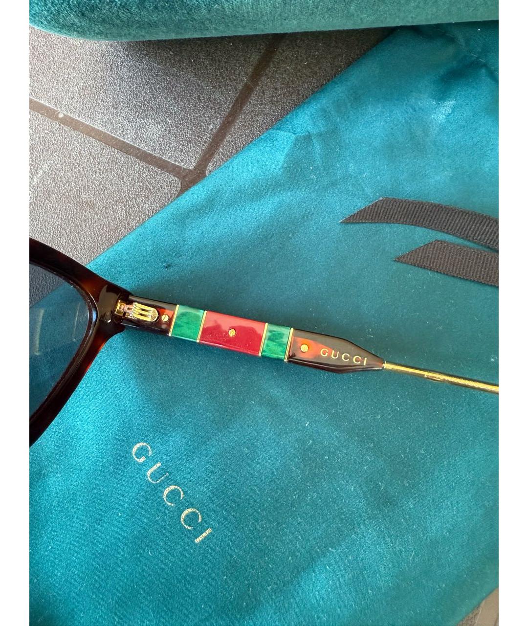 GUCCI Коричневые пластиковые солнцезащитные очки, фото 4