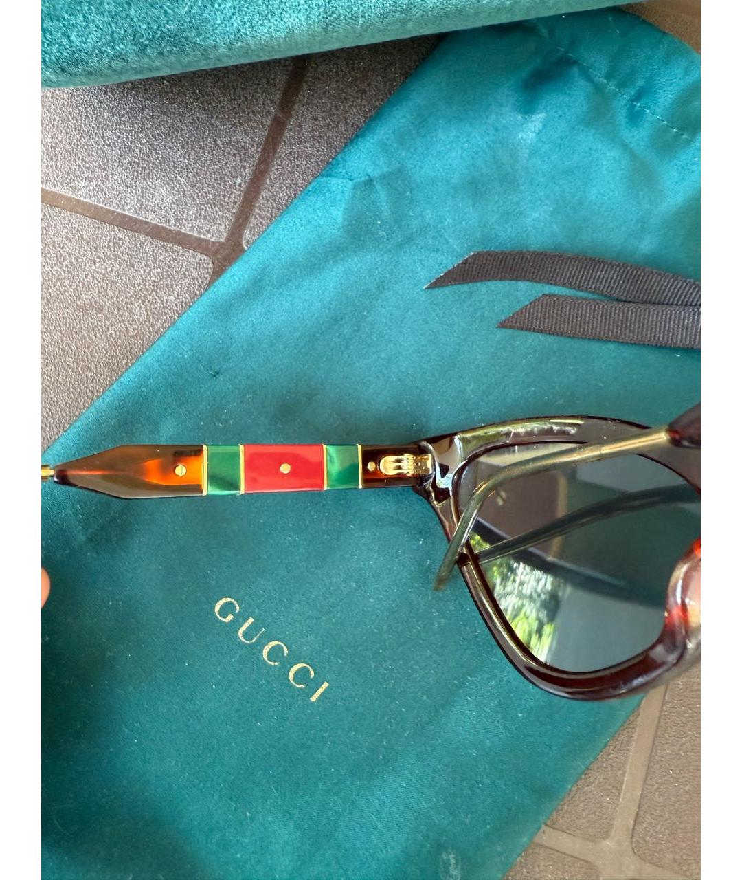 GUCCI Коричневые пластиковые солнцезащитные очки, фото 3