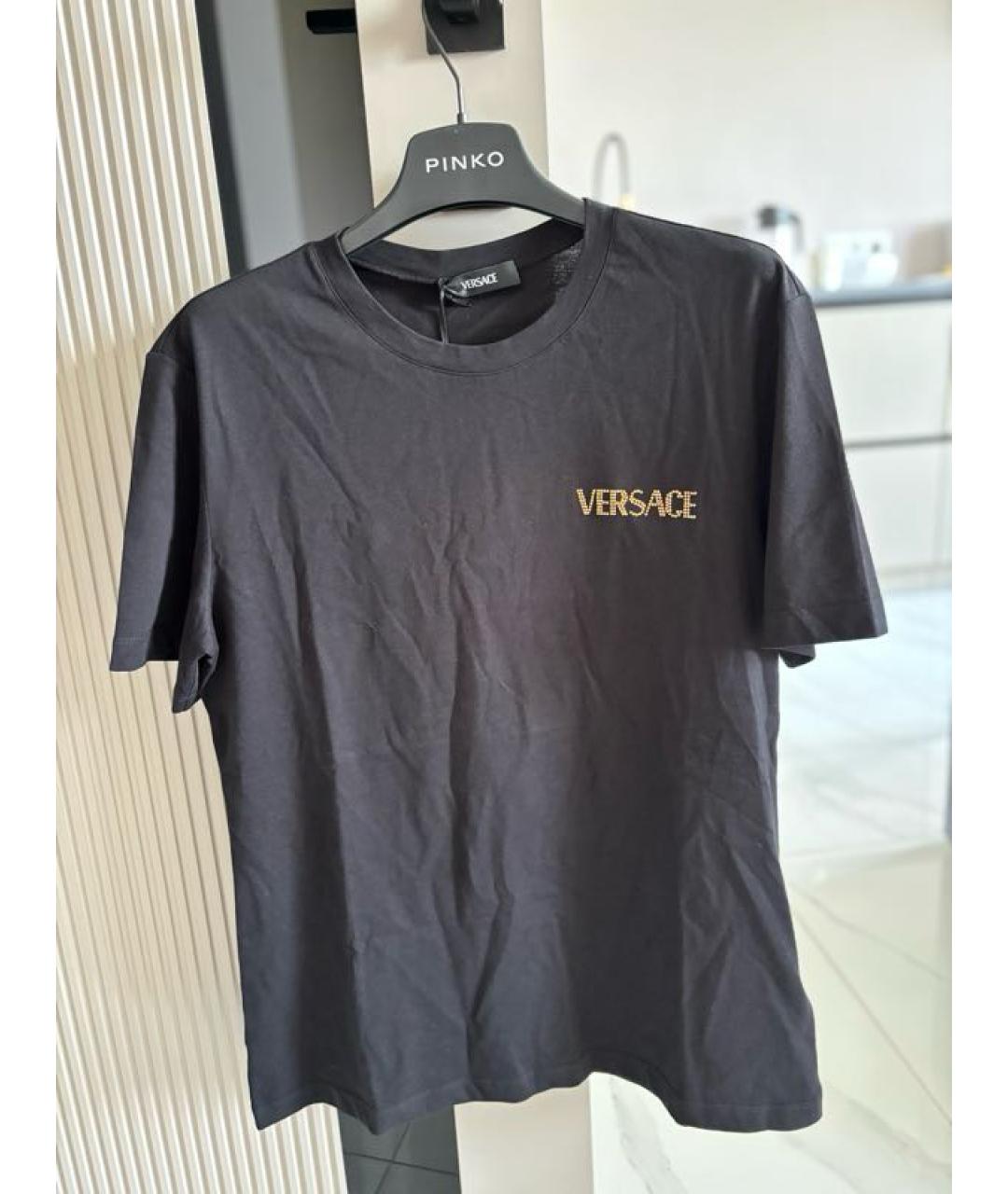 VERSACE Черная хлопковая футболка, фото 8