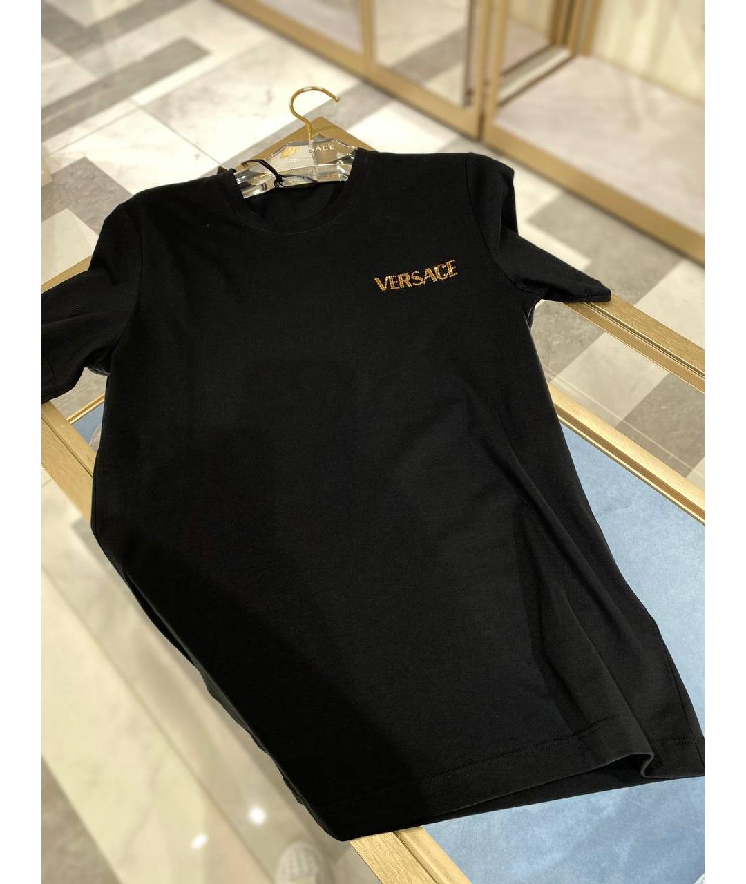 VERSACE Черная хлопковая футболка, фото 4