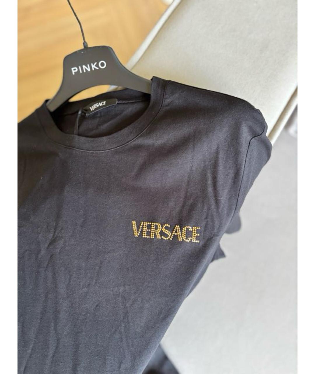 VERSACE Черная хлопковая футболка, фото 7