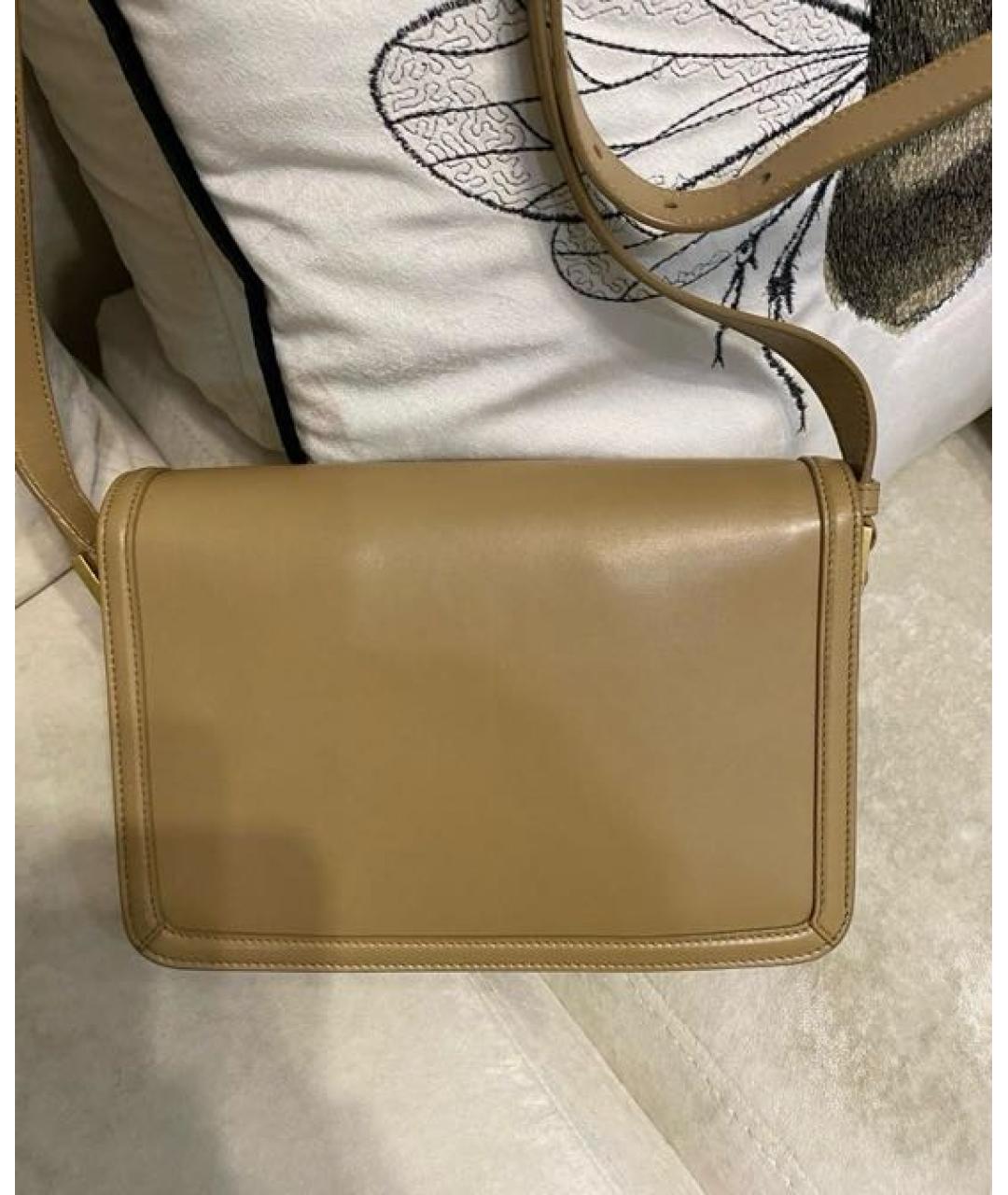 SAINT LAURENT Бежевая кожаная сумка через плечо, фото 2