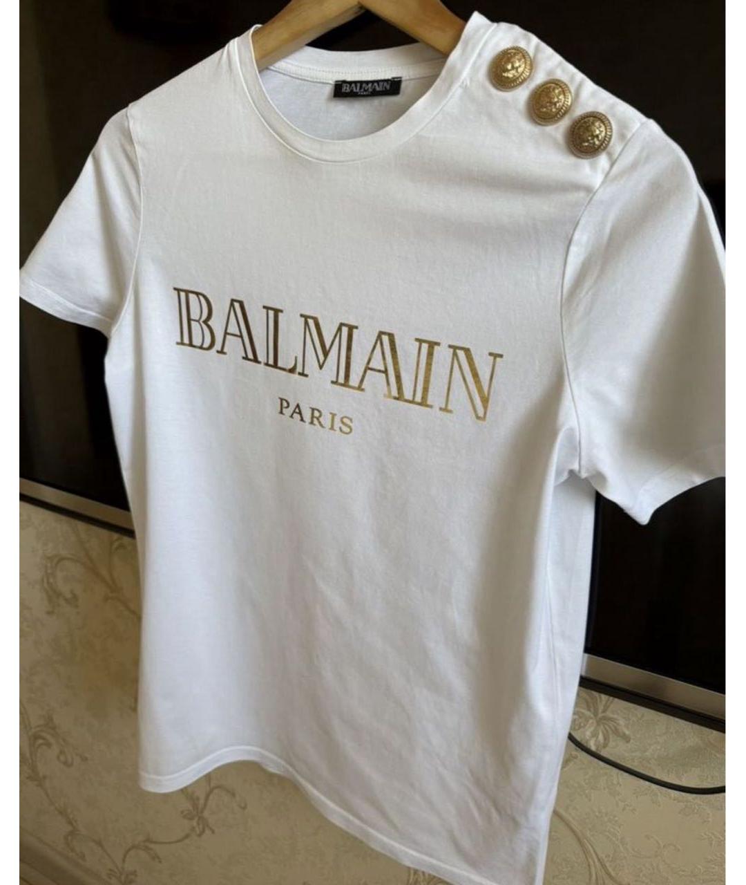 BALMAIN Белая хлопковая футболка, фото 2