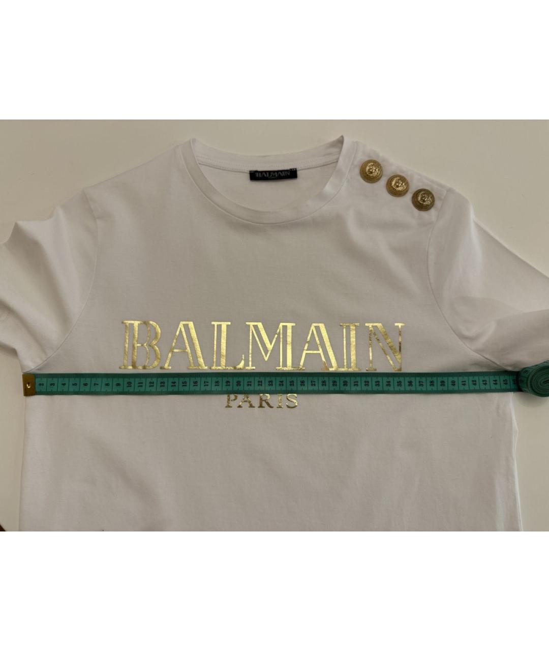 BALMAIN Белая хлопковая футболка, фото 5