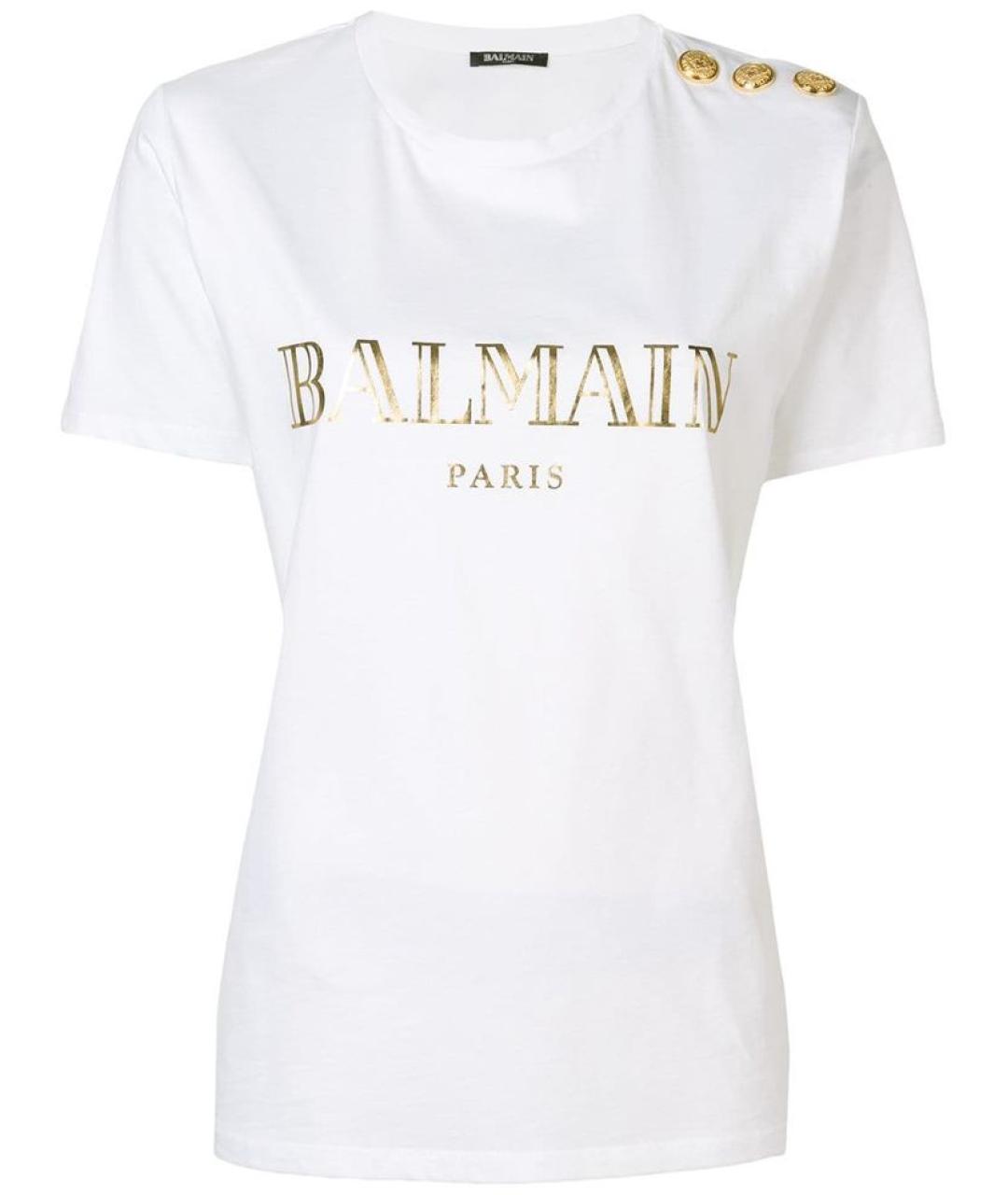 BALMAIN Белая хлопковая футболка, фото 1