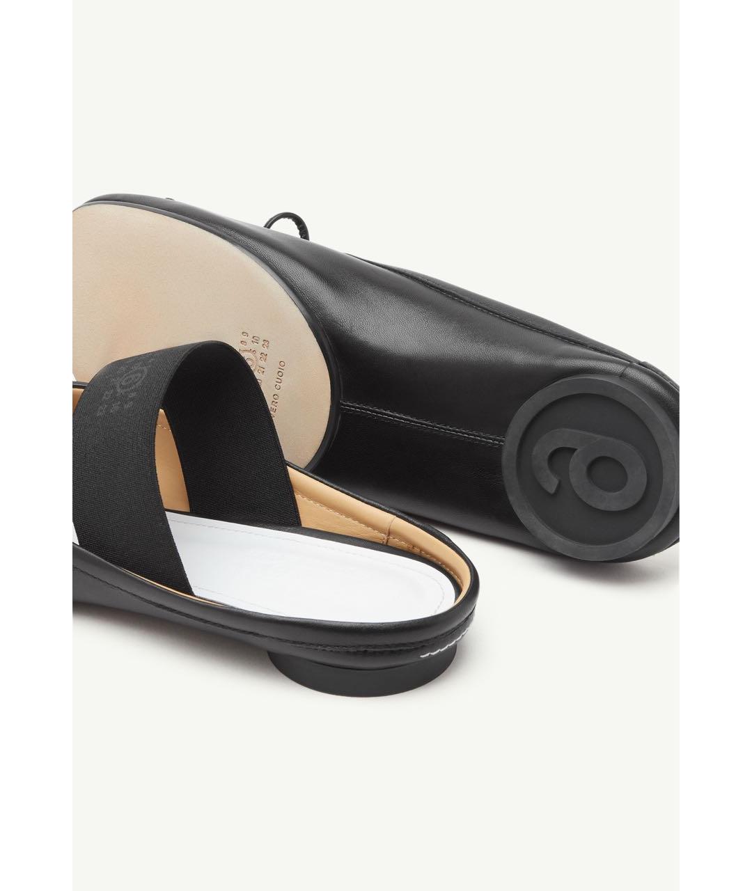 MM6 MAISON MARGIELA Черные кожаные мюли, фото 5