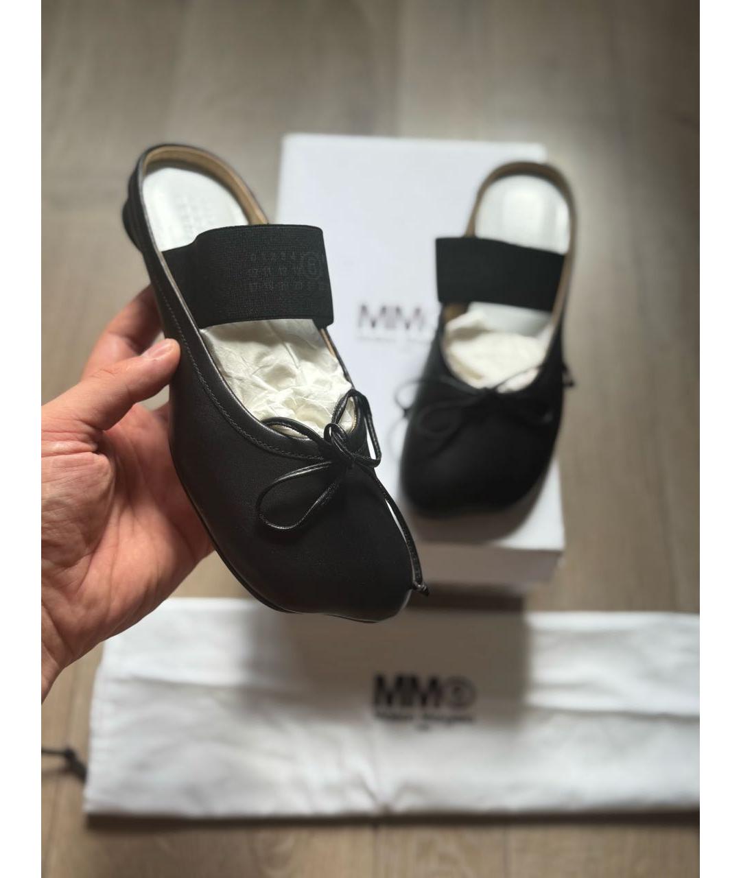 MM6 MAISON MARGIELA Черные кожаные мюли, фото 7
