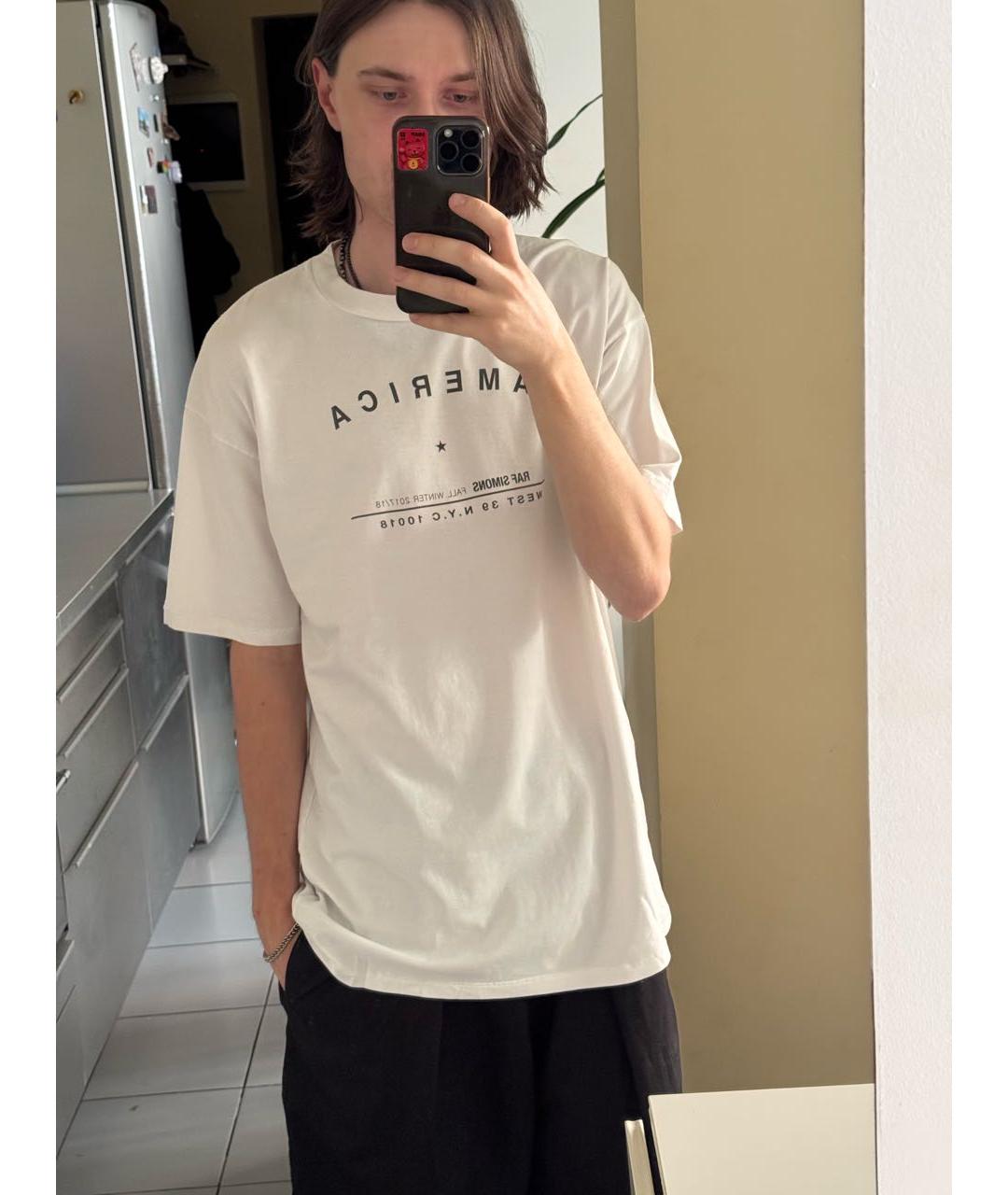 RAF SIMONS Белая хлопковая футболка, фото 3