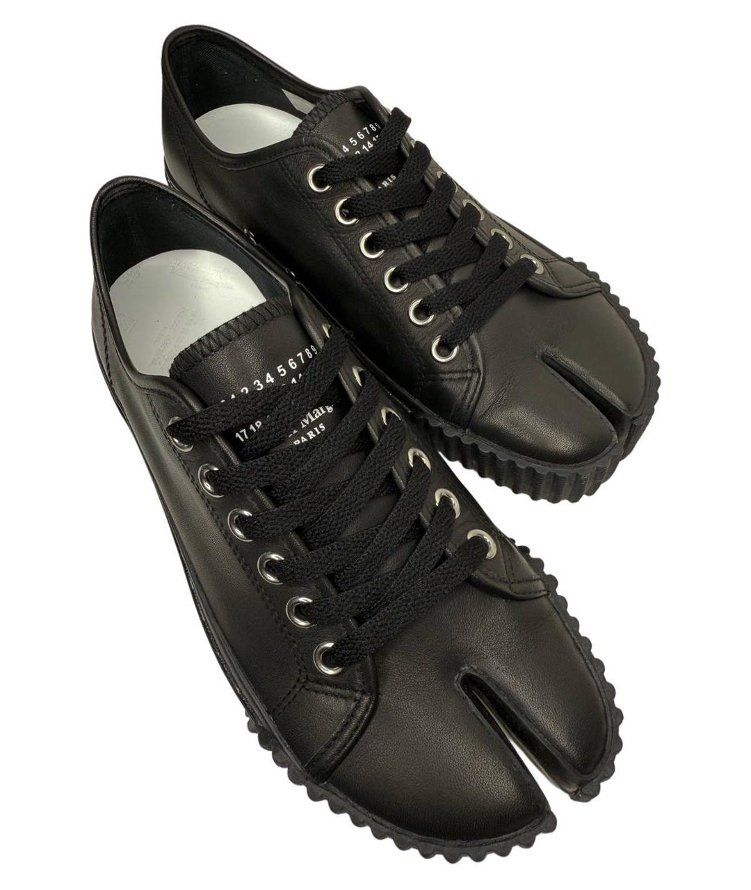 MAISON MARGIELA Черные кожаные кеды, фото 2