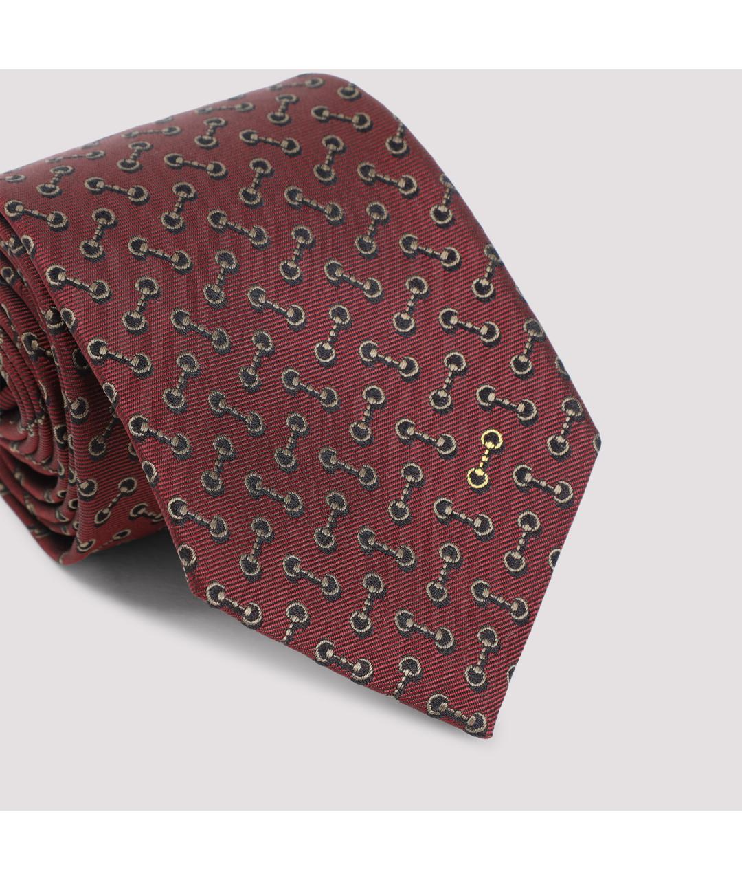 GUCCI Бордовый шелковый галстук, фото 4