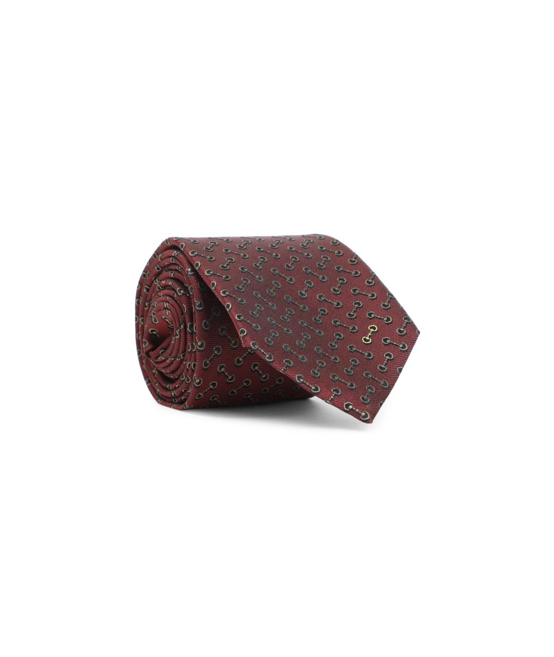 GUCCI Бордовый шелковый галстук, фото 1