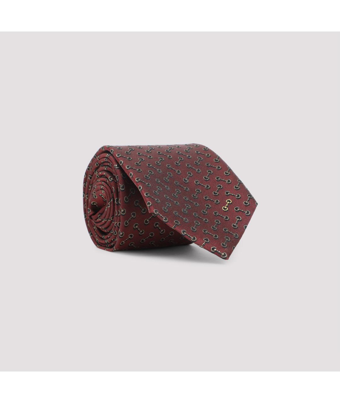 GUCCI Бордовый шелковый галстук, фото 2