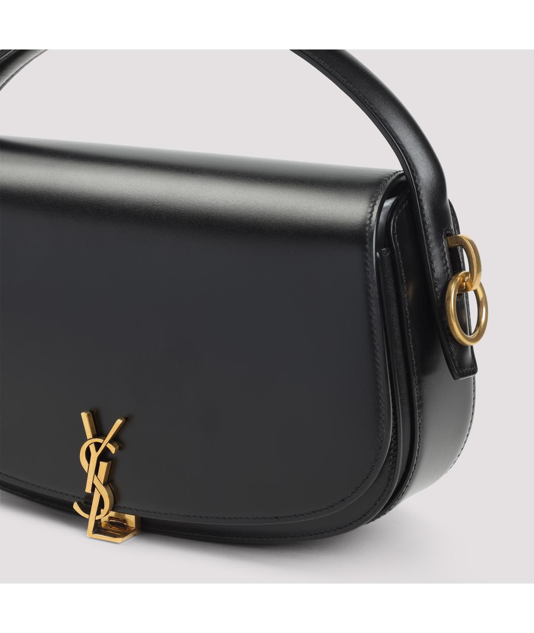 SAINT LAURENT Черная кожаная сумка с короткими ручками, фото 5