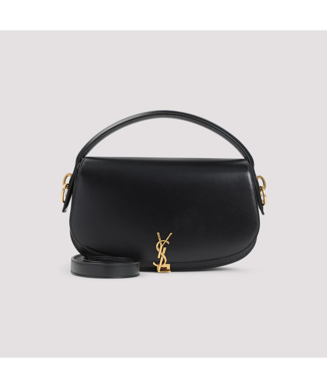 SAINT LAURENT Черная кожаная сумка с короткими ручками, фото 3