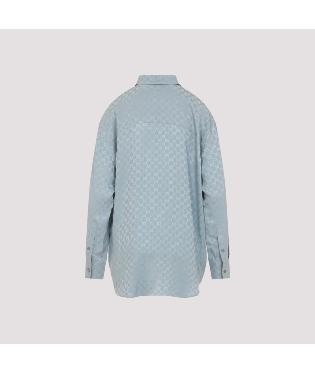 GUCCI Голубая шелковая рубашка, фото 4