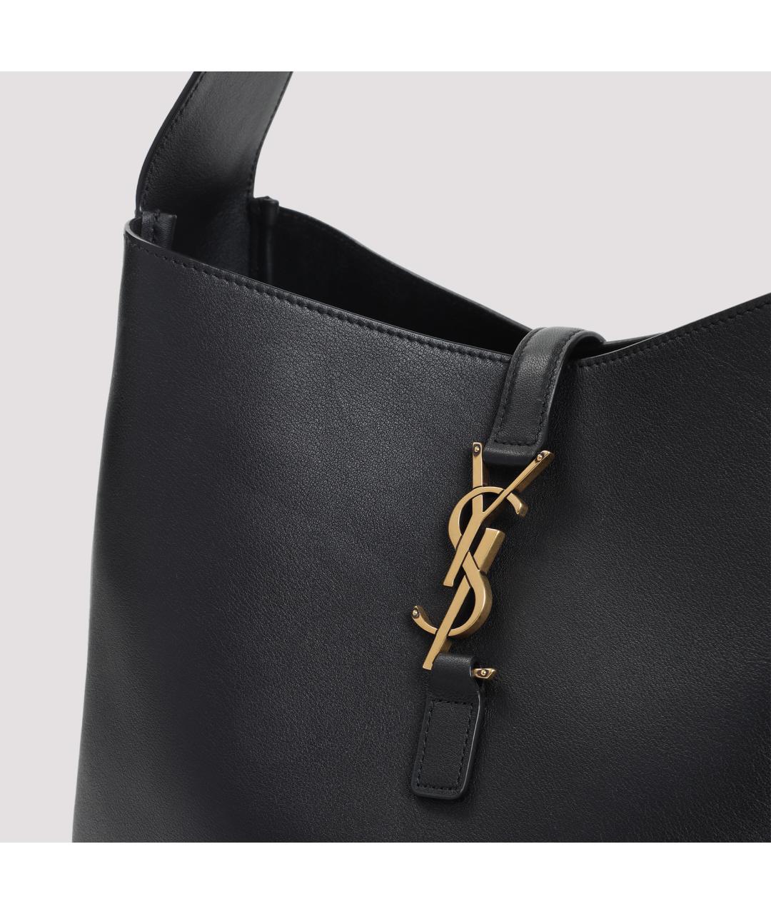 SAINT LAURENT Черная кожаная сумка тоут, фото 5