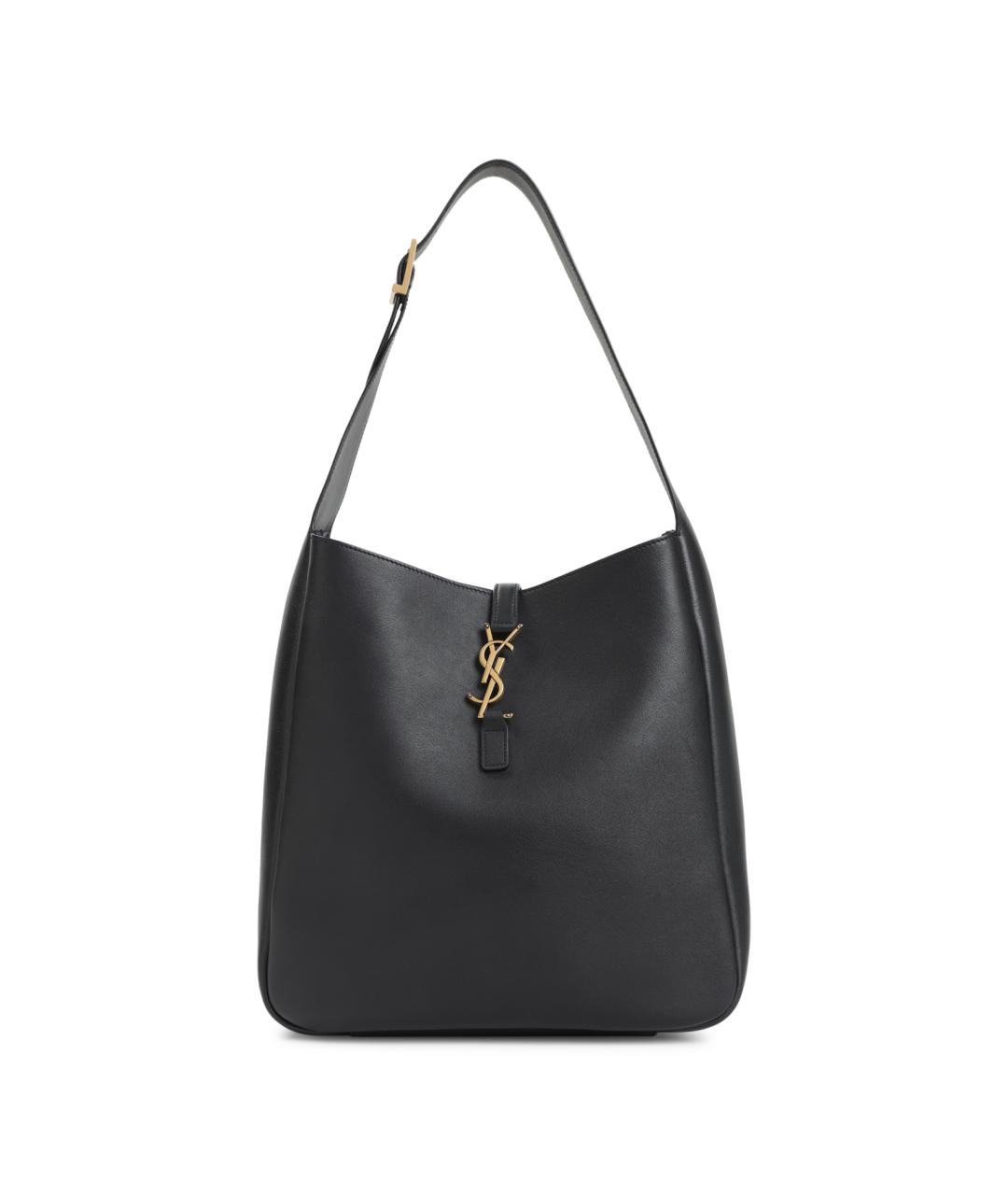 SAINT LAURENT Черная кожаная сумка тоут, фото 1