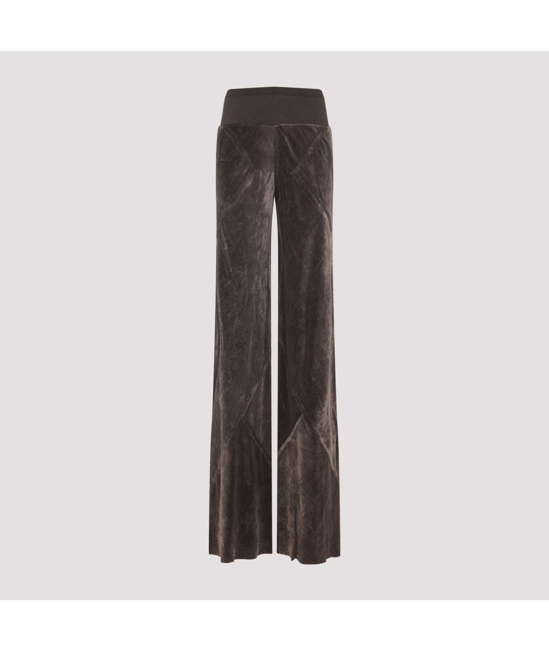 RICK OWENS Коричневые вискозные прямые брюки, фото 3