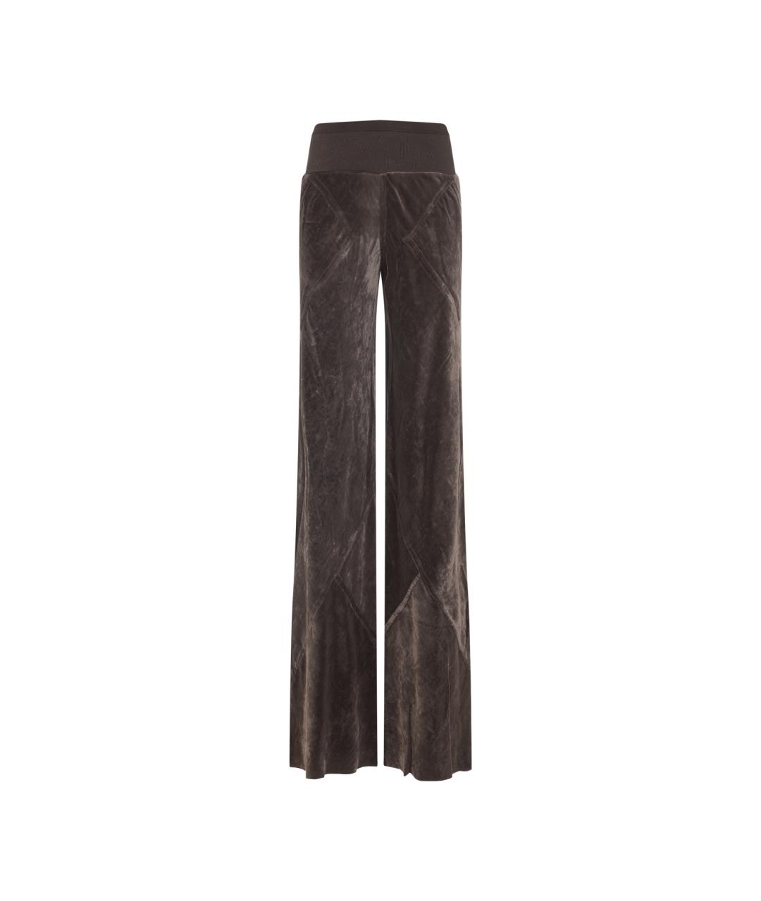 RICK OWENS Коричневые вискозные прямые брюки, фото 1