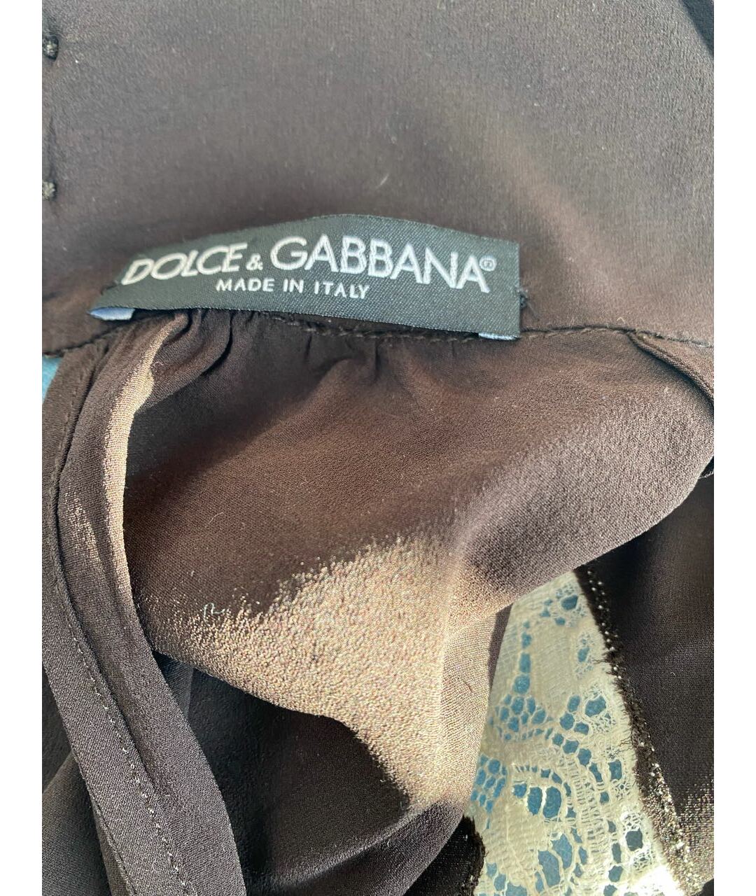 DOLCE & GABBANA VINTAGE Коричневая шелковая рубашка, фото 6