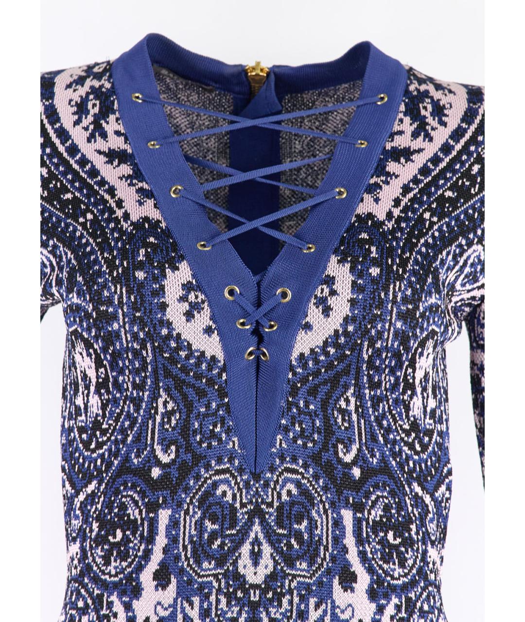 BALMAIN Синее вискозное повседневное платье, фото 3
