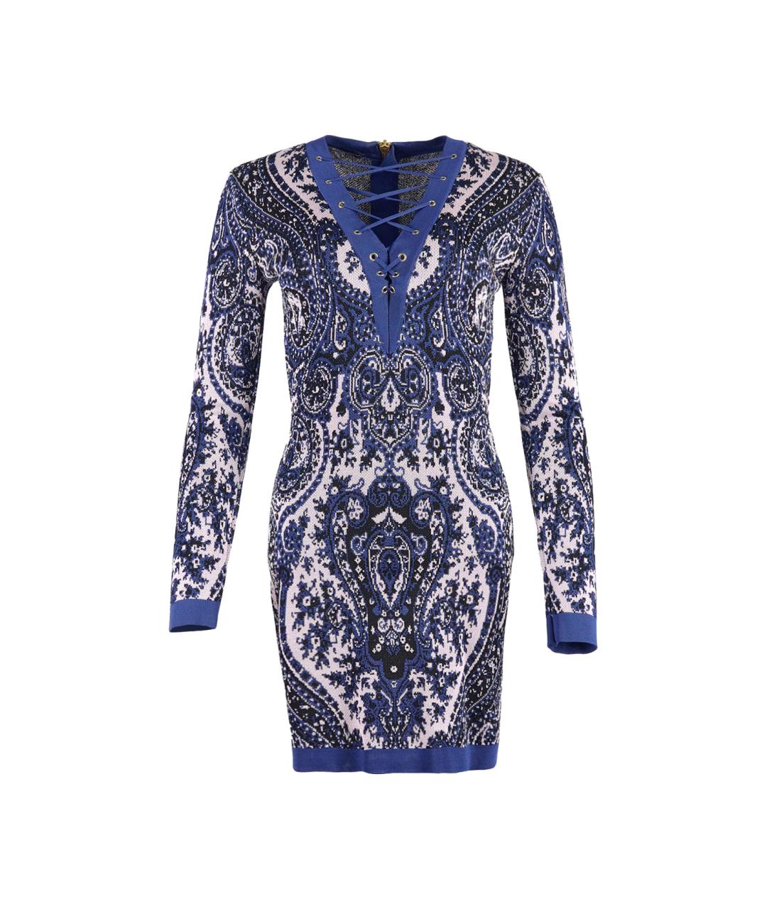 BALMAIN Синее вискозное повседневное платье, фото 1