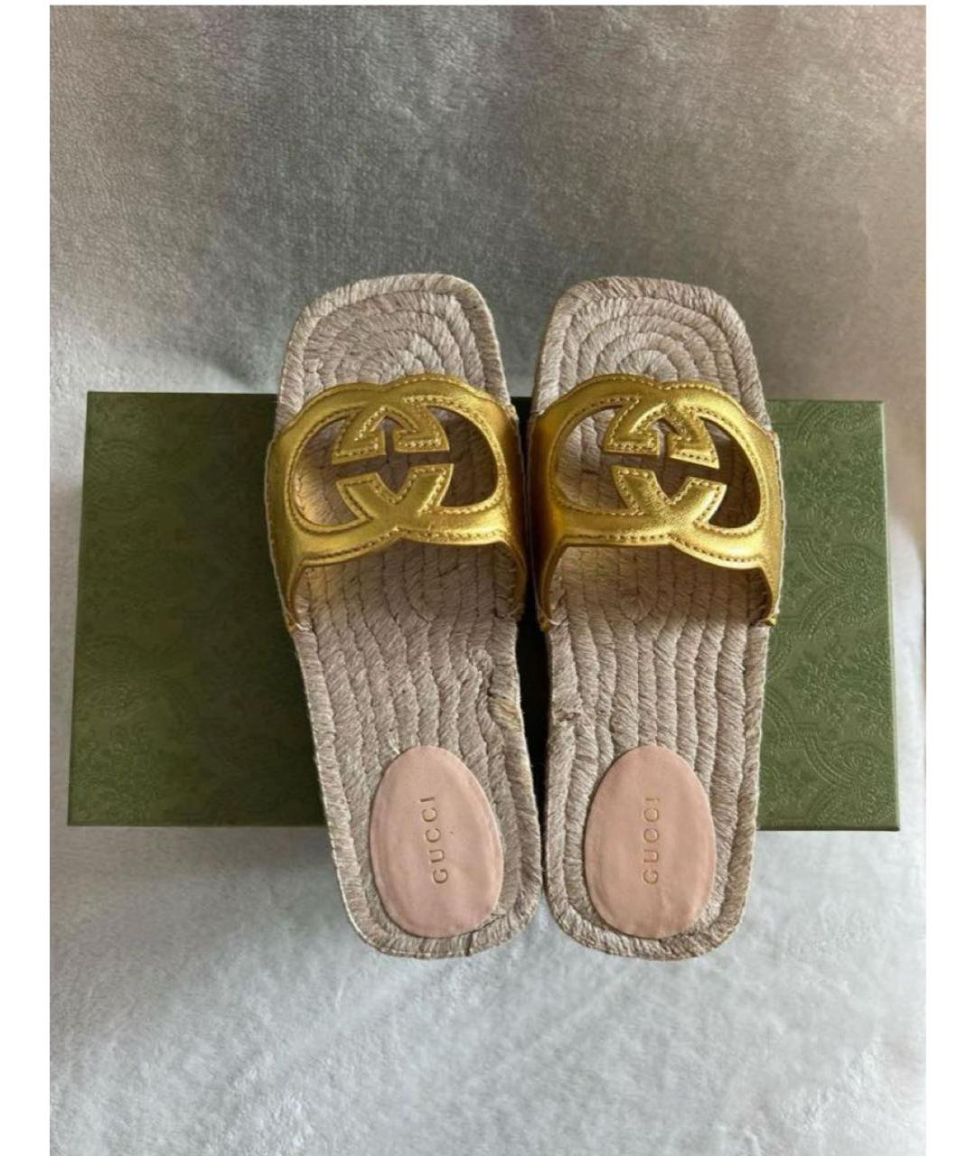 GUCCI Золотые сабо, фото 3