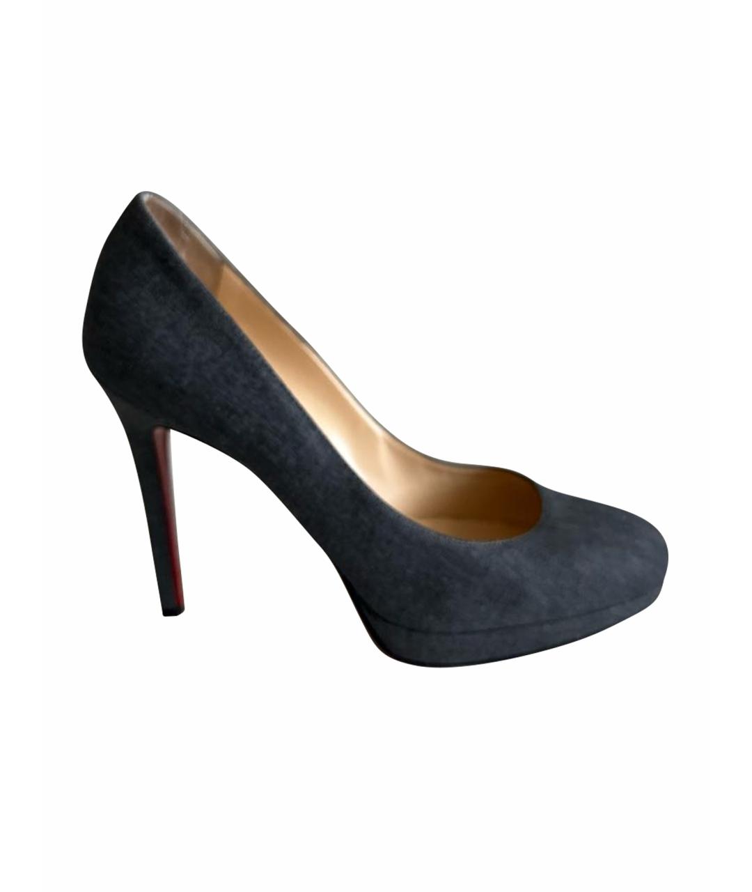 CHRISTIAN LOUBOUTIN Синие текстильные туфли, фото 1