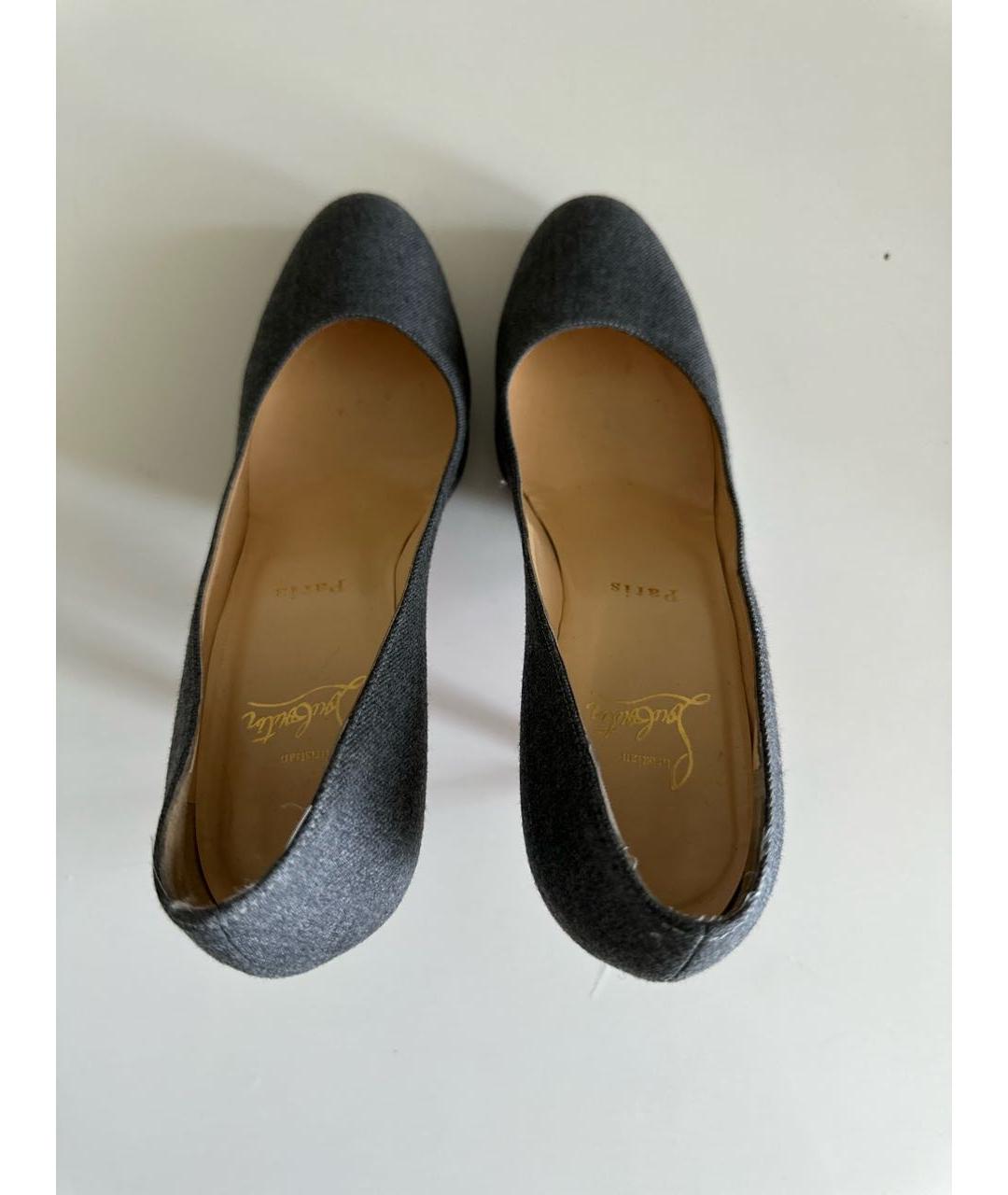 CHRISTIAN LOUBOUTIN Синие текстильные туфли, фото 3
