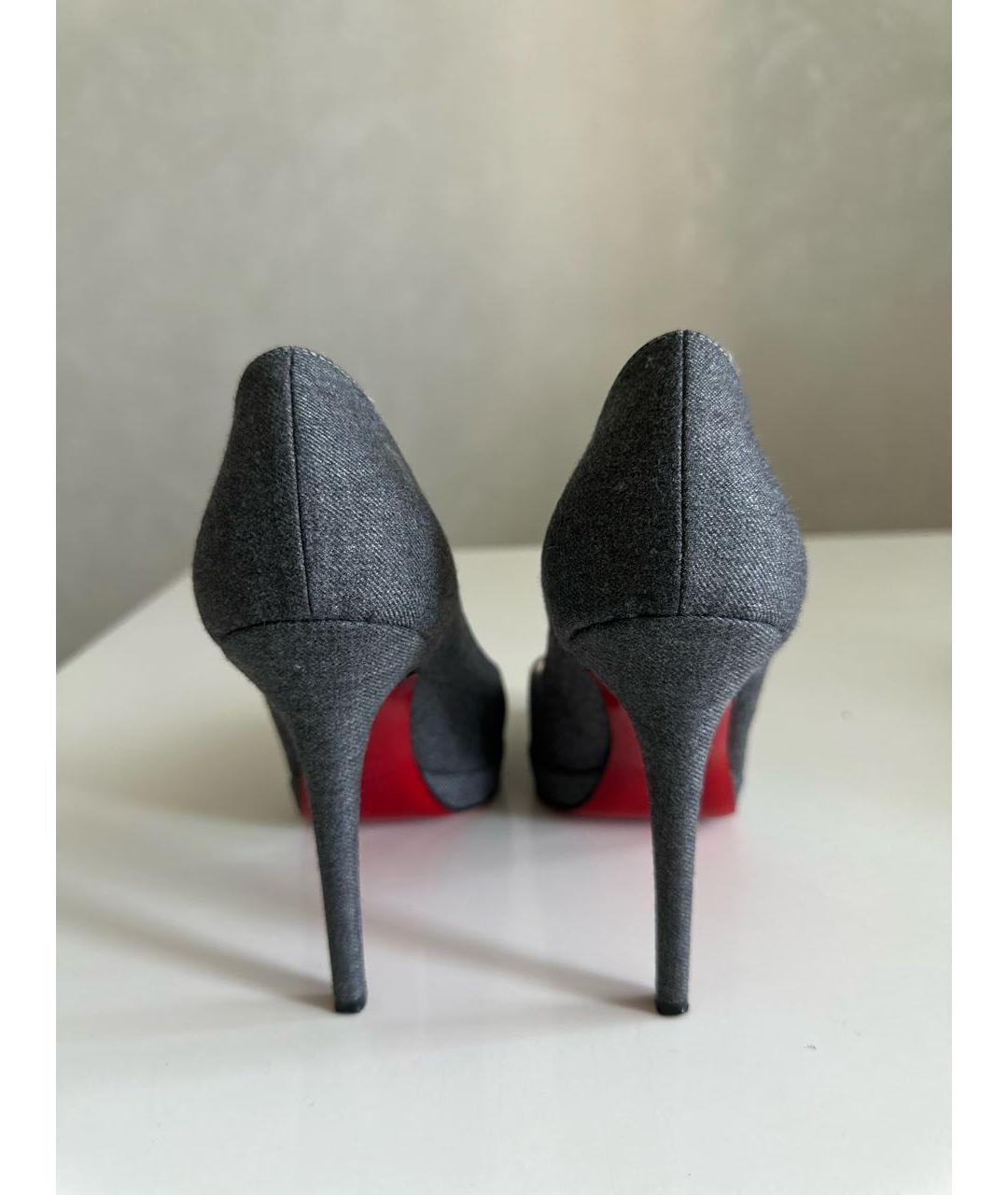 CHRISTIAN LOUBOUTIN Синие текстильные туфли, фото 4