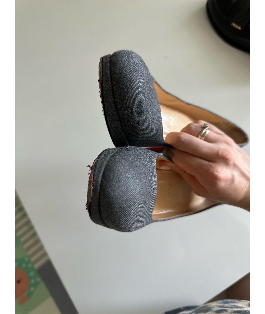 CHRISTIAN LOUBOUTIN Синие текстильные туфли, фото 6