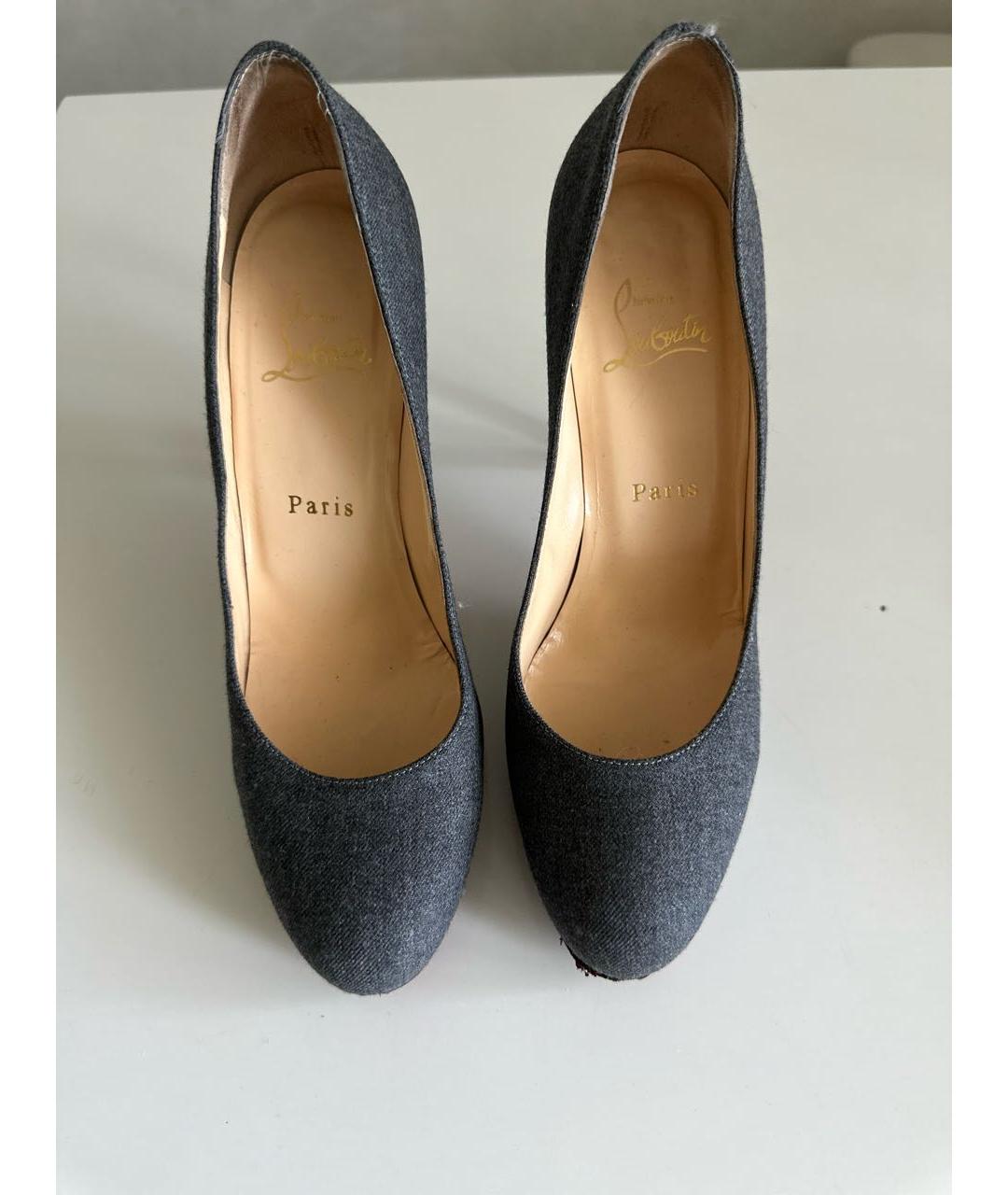 CHRISTIAN LOUBOUTIN Синие текстильные туфли, фото 2