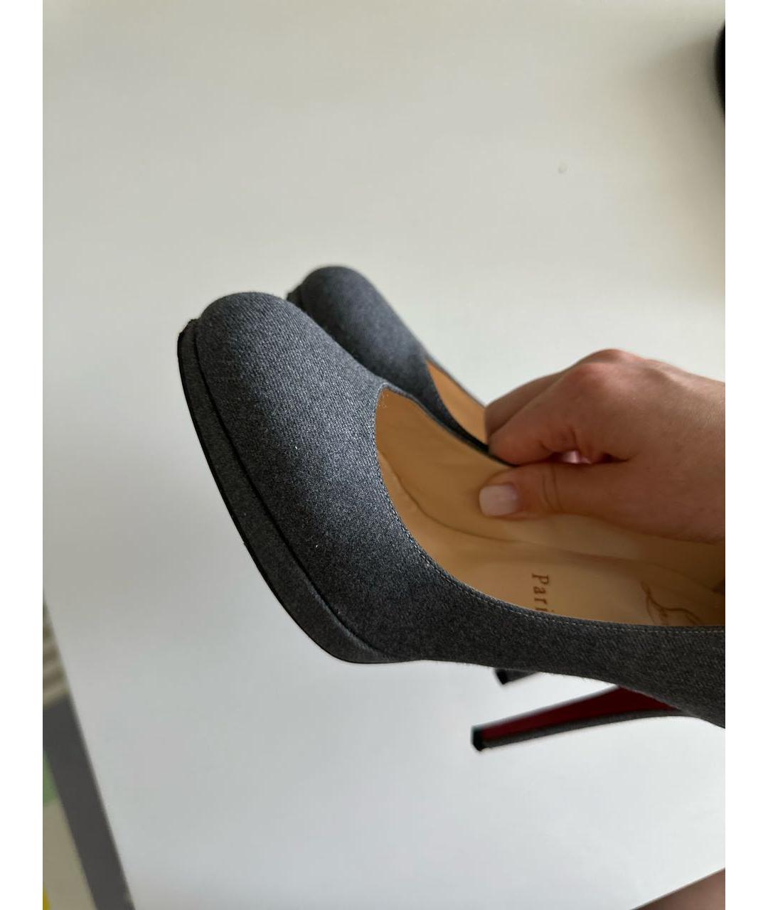CHRISTIAN LOUBOUTIN Синие текстильные туфли, фото 5