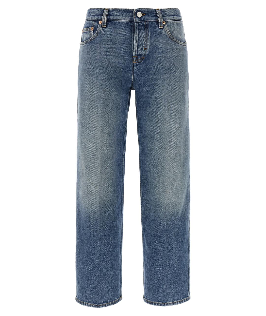 GUCCI Голубые хлопковые прямые джинсы, фото 1