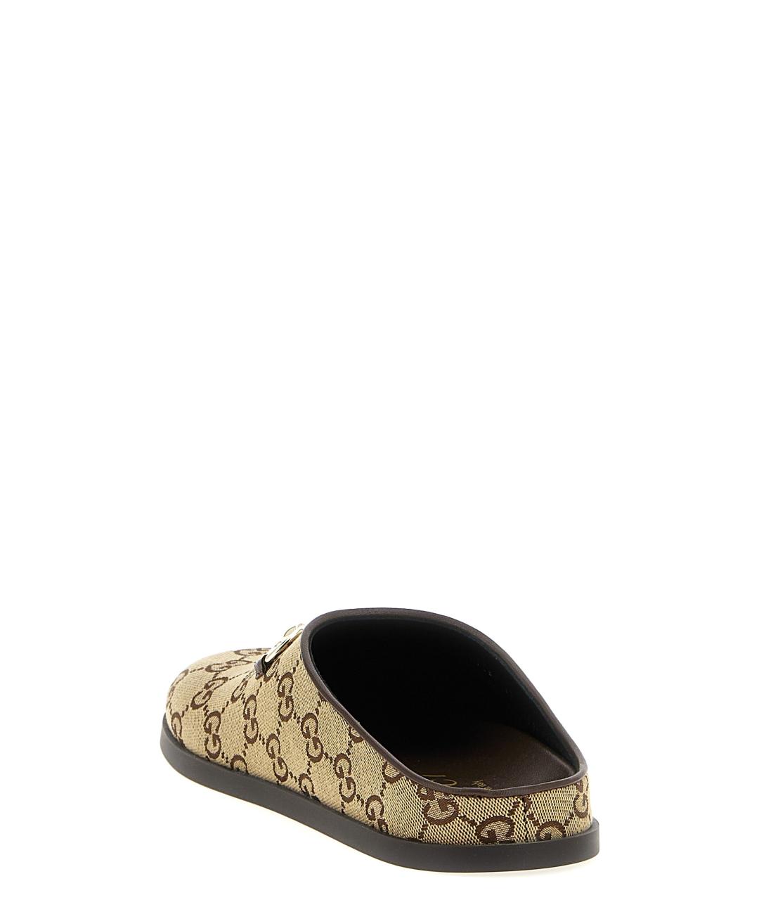 GUCCI Бежевые текстильные сабо, фото 3
