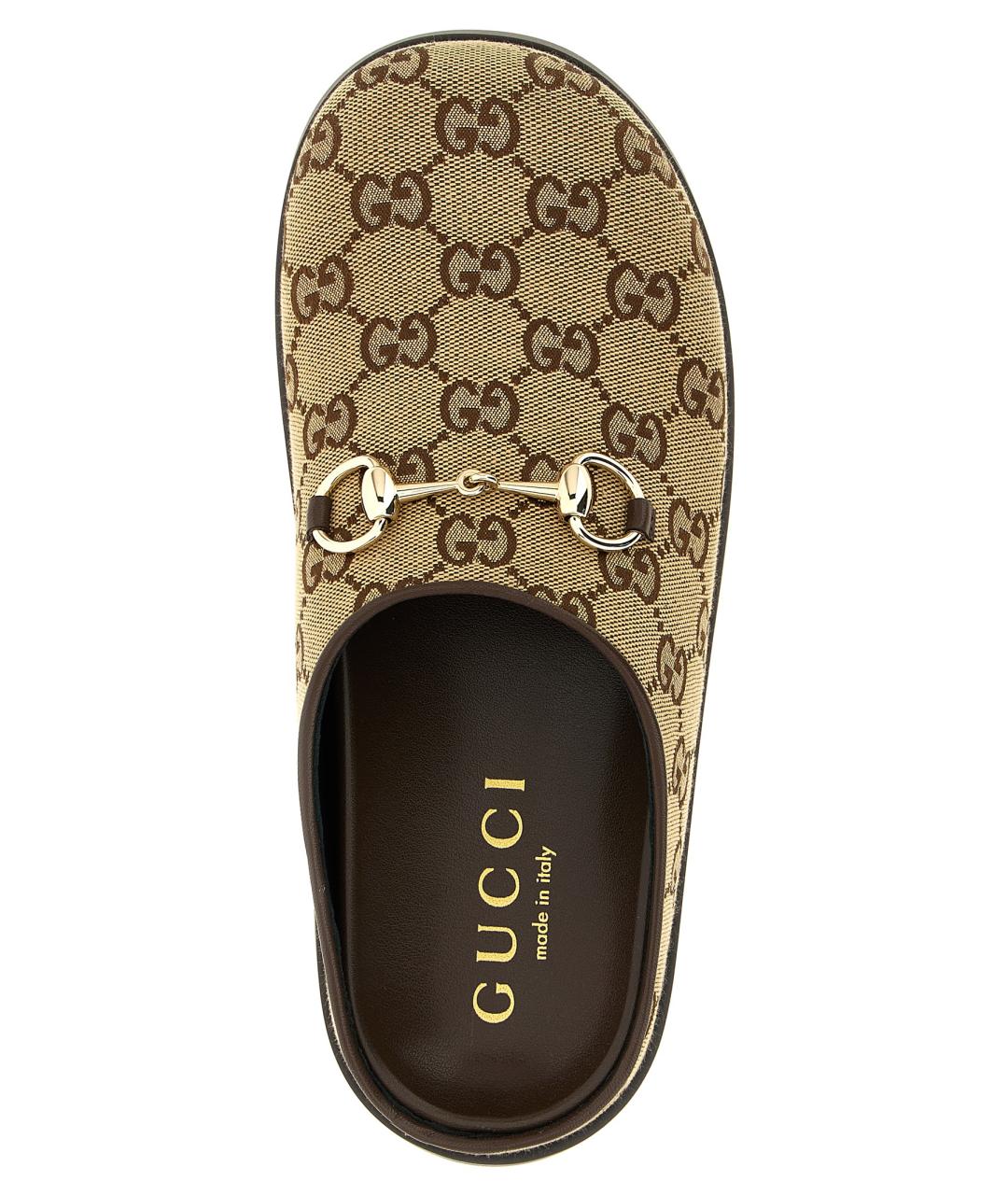 GUCCI Бежевые текстильные сабо, фото 4