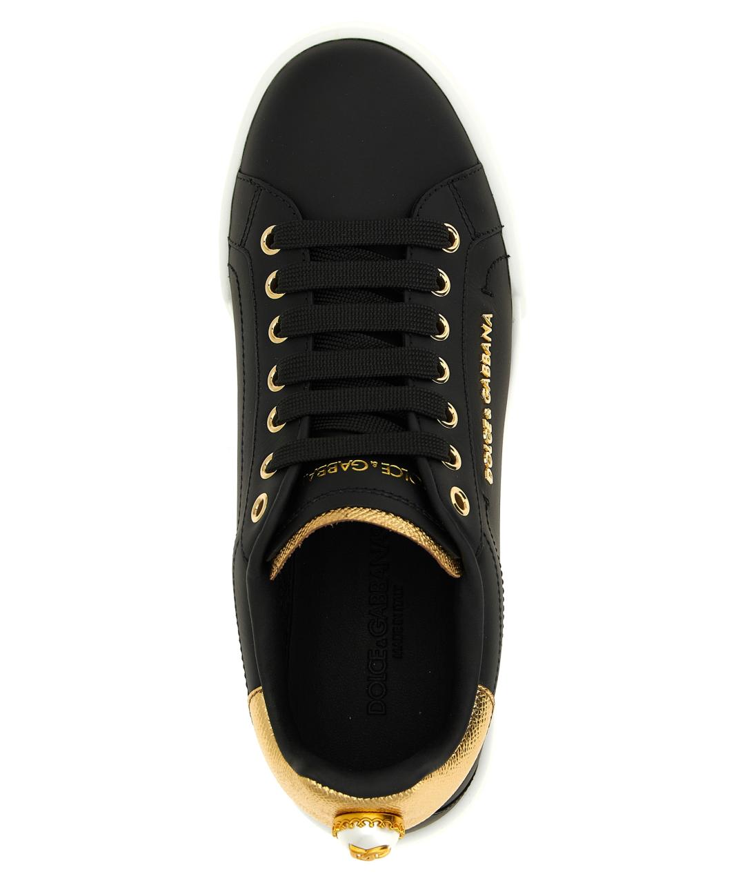 DOLCE&GABBANA Черные кожаные кеды, фото 4