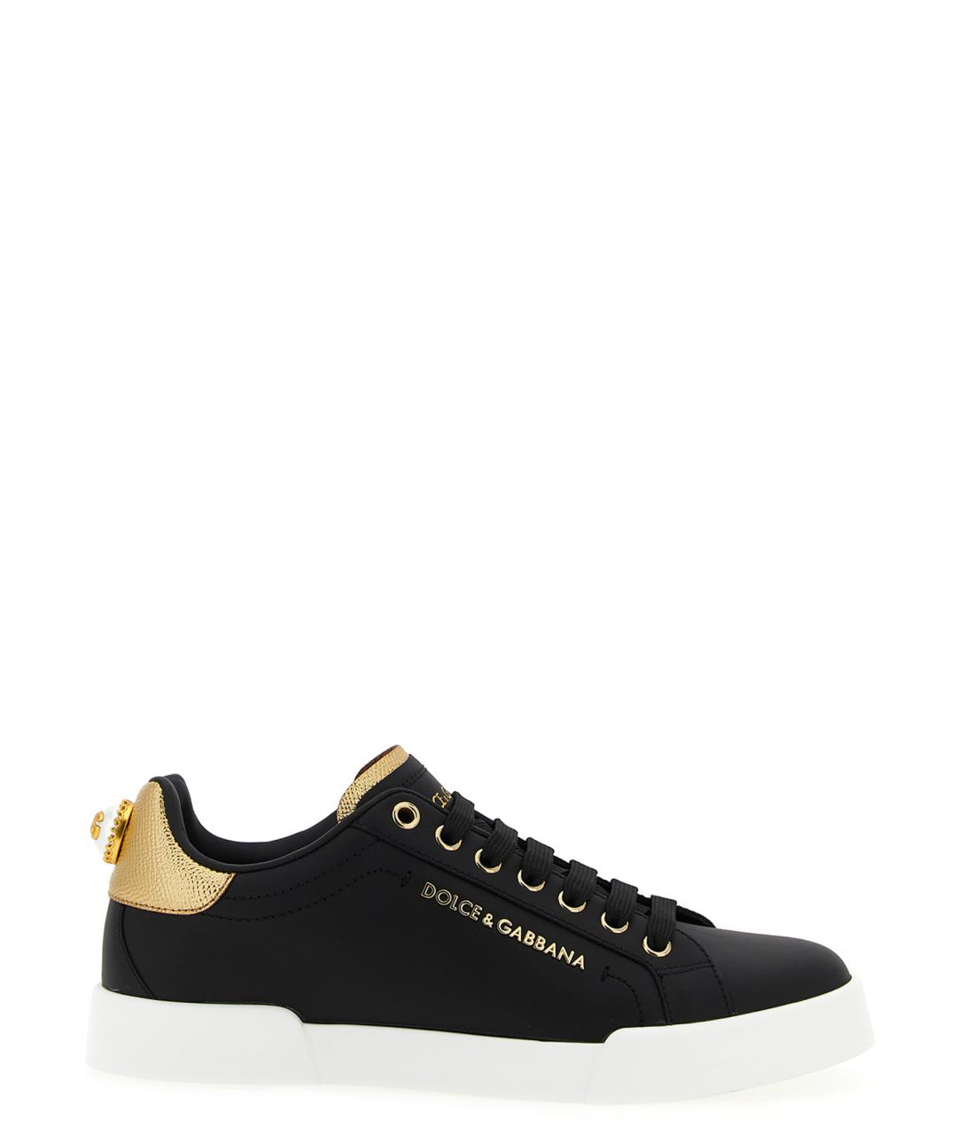 DOLCE&GABBANA Черные кожаные кеды, фото 1